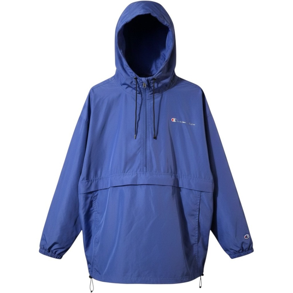 Champion Packable Quarter Zip Anorak Windbreaker Blue Hooded Jacket Mens 2XL